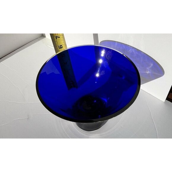 Cobalt Blue Vase Mouth Blown Thick Martini Shaped Made in Poland Vintage 6" tall - Picture 6 of 16